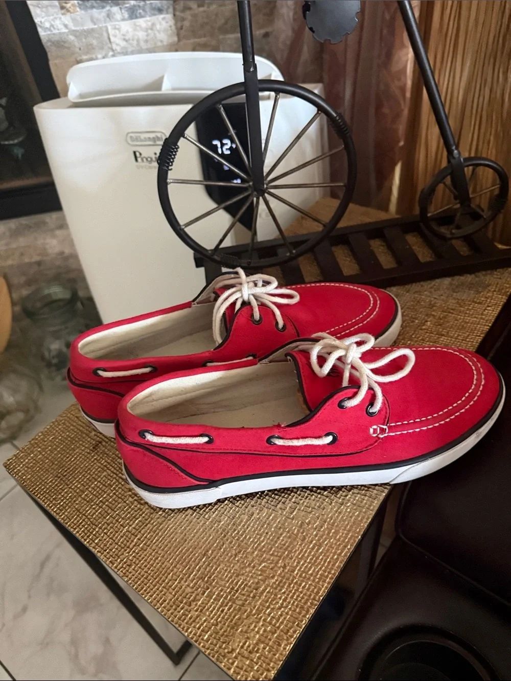 Polo by Ralph Lauren Red Canvas Boat Shoes with White Laces
